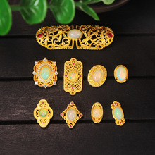 天然欧泊镶嵌925银镀金镂空祥云隔珠配饰diy手串项链穿搭设计配件