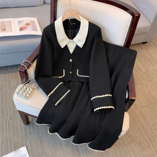 60.00 kg-175.00 kg plus size women's fat sister small fragrant style jacket coat skirt two-piece 2024 spring new