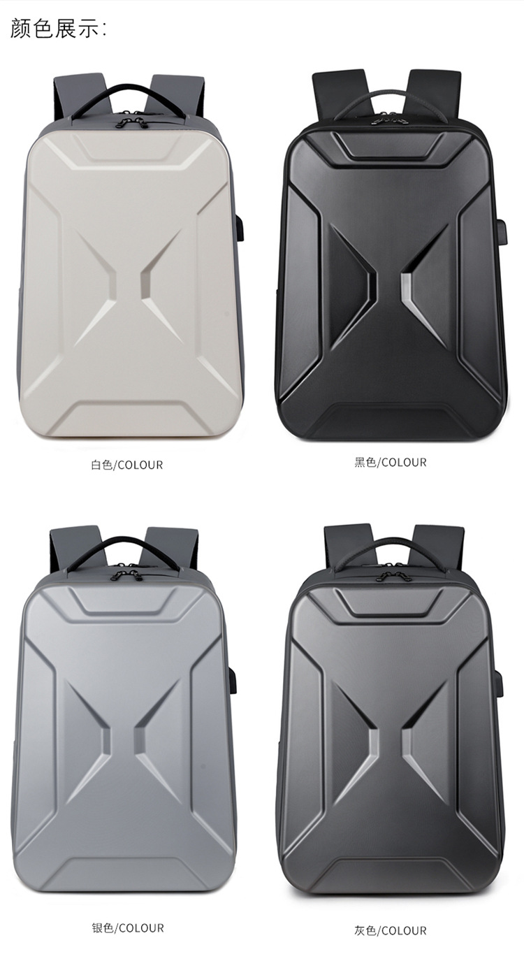 A new cross-border hard-shell business backpack with large capacity and multiple functions, a 17-inch computer bag for commuting and business trips, and a high-end feel on both shoulders details Picture