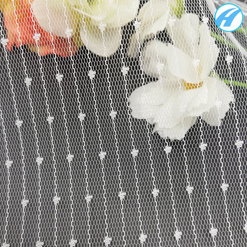 竖纹点点布20D锦纶流星网锦纶点点花满天星服装提花服装辅料