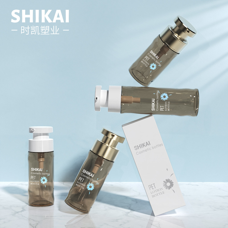 120/150/200 ミリリットル透明茶色水波紋洗浄ボトルプッシュ式シャワージェルボディローションボトル詰め替えボトル|undefined