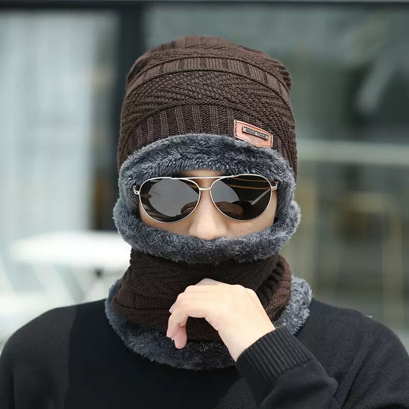 冬季针织帽子加绒加厚男士冷帽户外保暖骑行护耳大头围女毛线帽|undefined