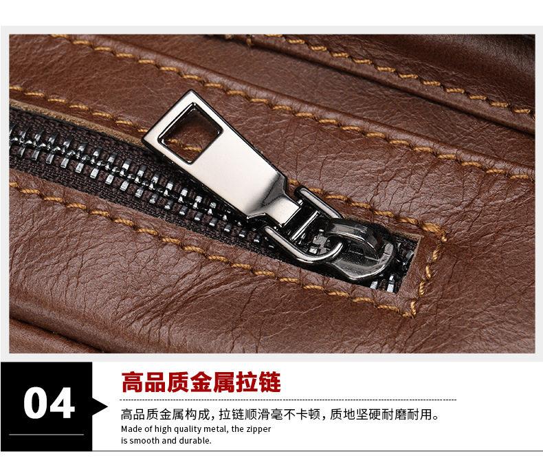 Túi đeo chéo nam da bò thật 17,5×5×21,5 cm kiểu mới đeo vai công sở — 7512 Đen vân vải, Cà phê, Cà phê đậm 7512, Màu nâu chi tiết 38