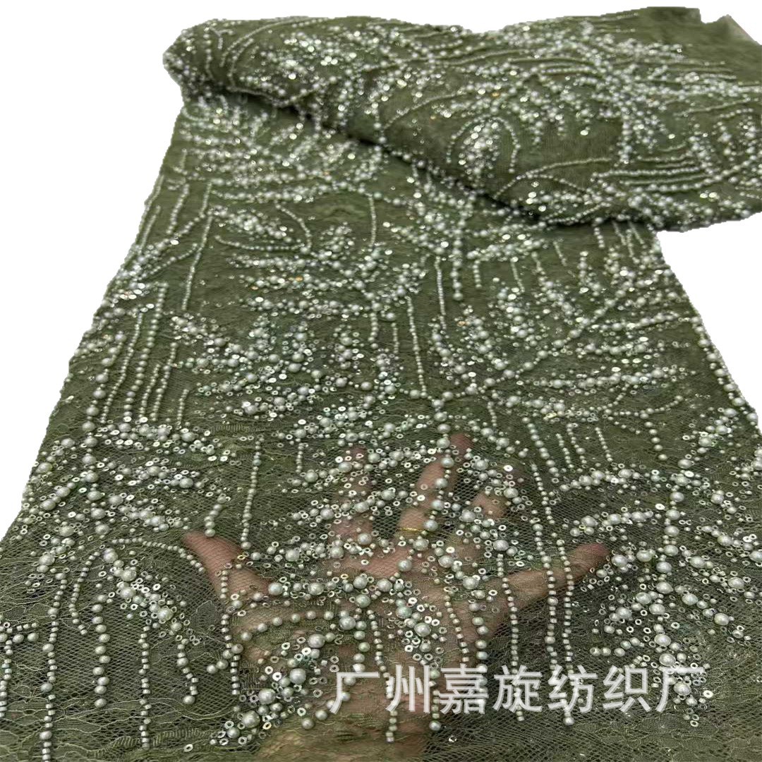 5 yardas teñidas hojas esquinillas burbujas bordadas de perlas europeas y americanas tela bordada encaje vestido de boda falda tela de vestido de escenario