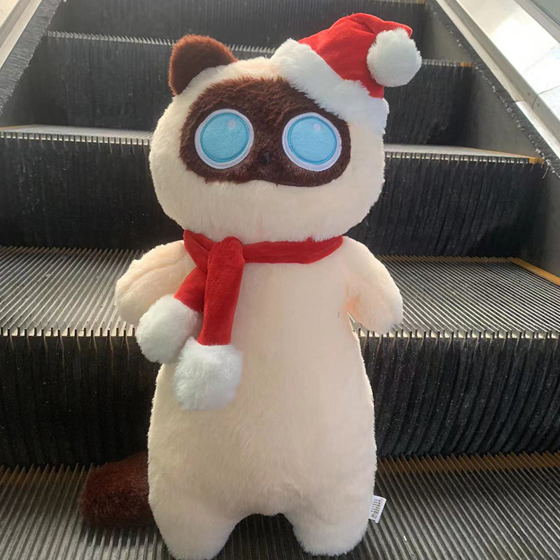 Groot pluche kussen met kattenthema, zacht knuffeldier voor meisjes, geschikt als cadeau voor op bed met klemmende pootjes, voor kinderen vanaf 6 jaar._voghion.com