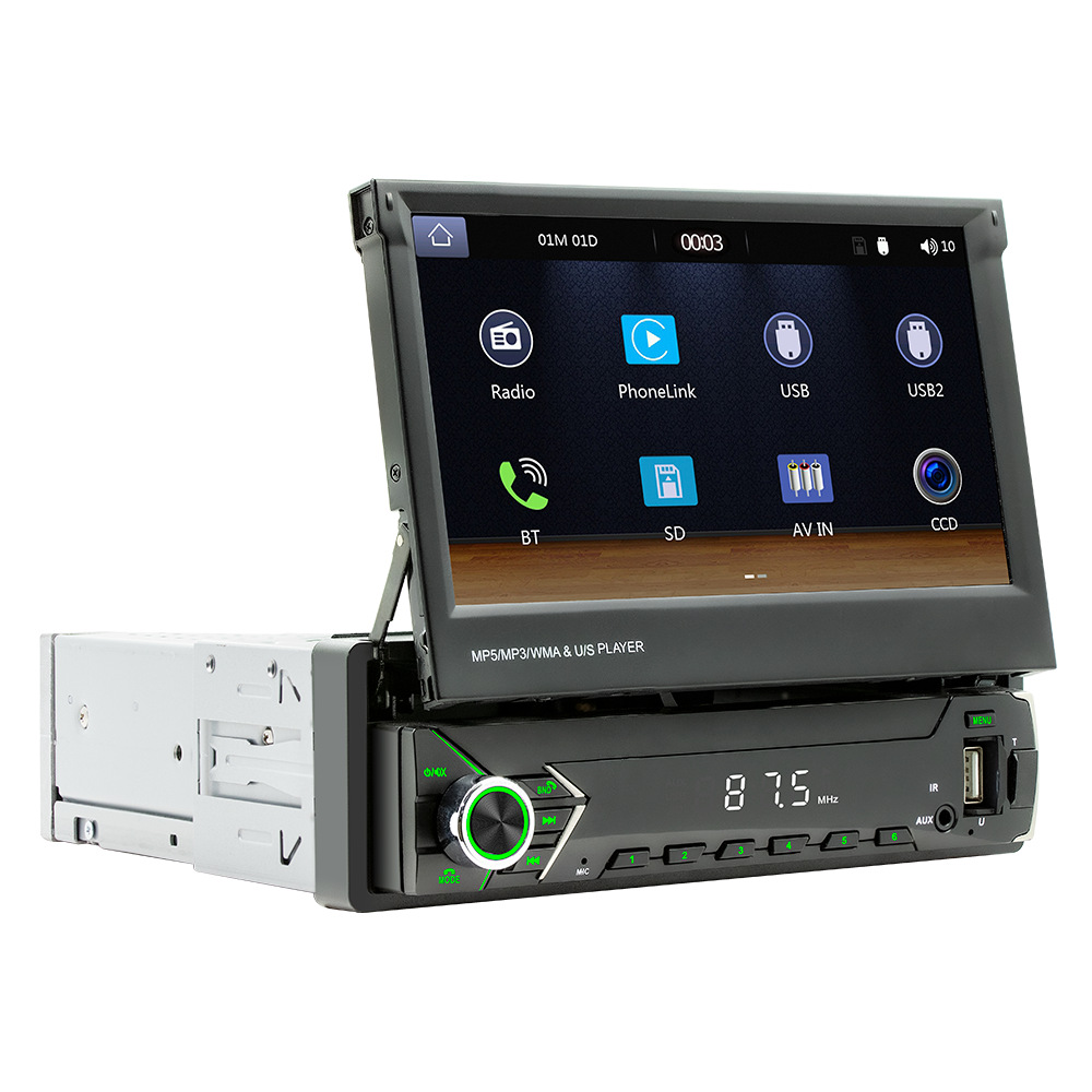 Transfronterizo 7 pulgadas pantalla retráctil carplay inalámbrico navegación MP5 reproductor de automóviles radio de automóviles Bluetooth