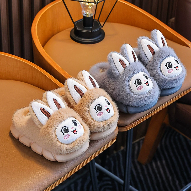 冬款宝宝可爱棉拖鞋小孩男女童防滑家居室内软底加绒棉鞋保暖儿童