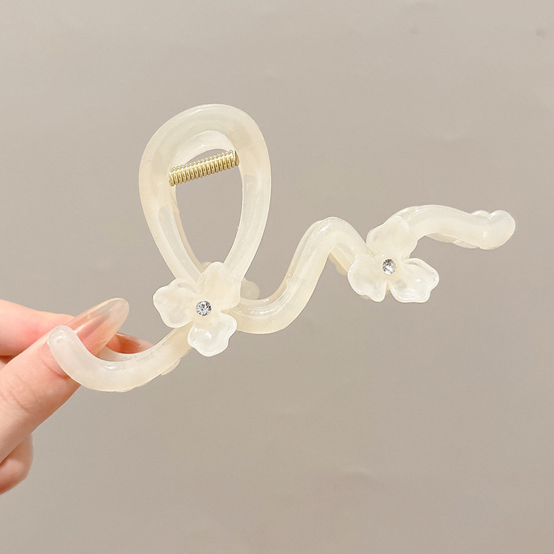 Horquilla de temperamento elegante francés, pinza de tiburón de acrílico para mujer, pinza de agarre grande, accesorios para el cabello, horquilla de sensación de alta calidad al por mayor