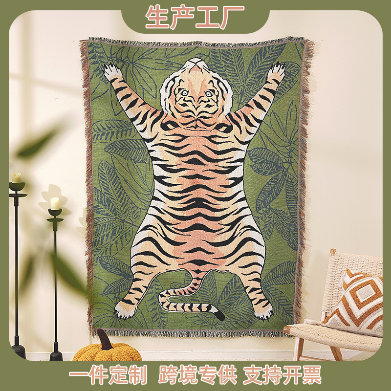 맞춤형 장식 태피스트리 호랑이 여성 사무실 낮잠 담요 낮잠 커버 담요 사무실 싱글 소파 담요 소파 타월