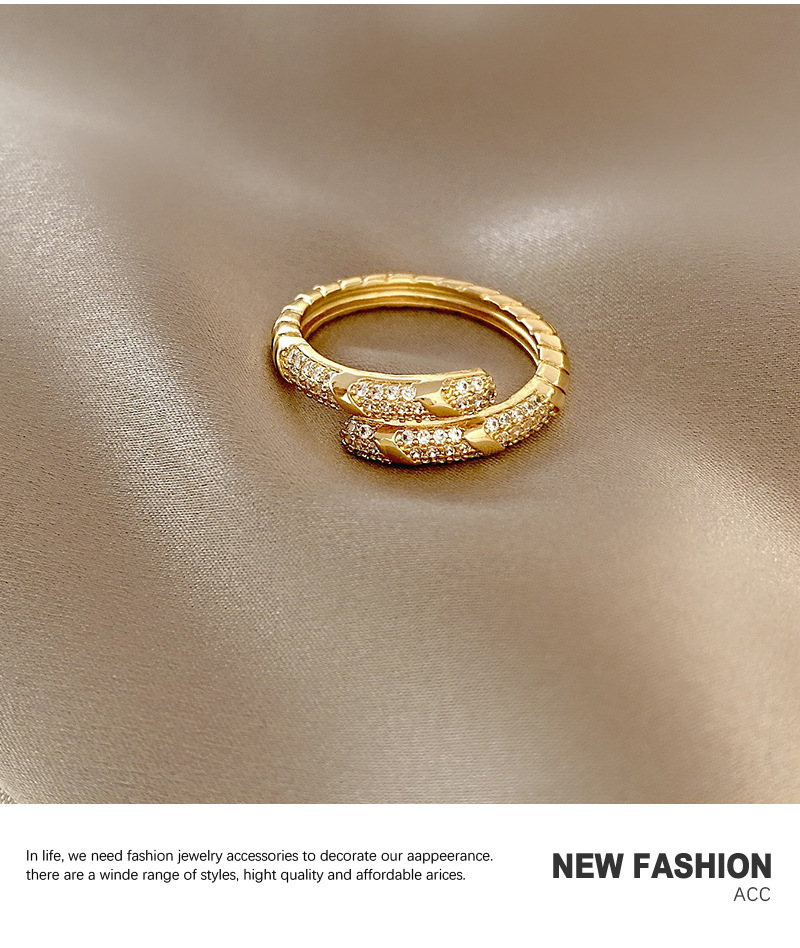 Korean fashion ring microinlaid zircon niche ring open index finger ringpicture6