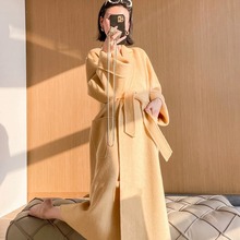 秋冬新款兔毛蚕丝双面羊绒大衣百搭加厚长款双面羊毛呢大衣