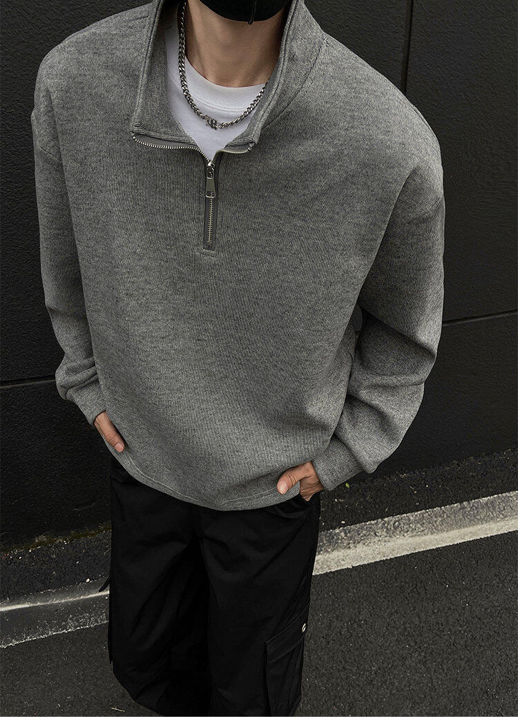 Herr half-zip sweatshirt med fleece i höst och vinter_voghion.com