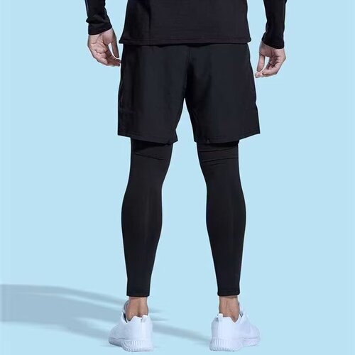 Men's 2-in-1 Spring and Autumn Sports Long Pants for Running, Basketball Training, Fitness, and Casual Wear with Quick-Drying and Elastic Properties