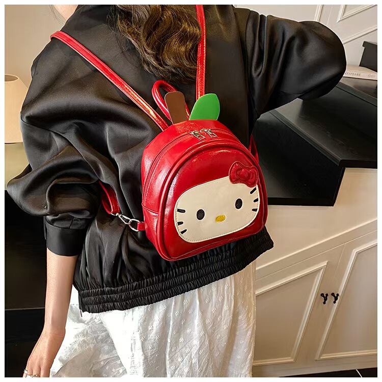 2026 New Hello Kitty Red Mini Backpack for Women Cartoon Versatile Girly Commuter Backpack