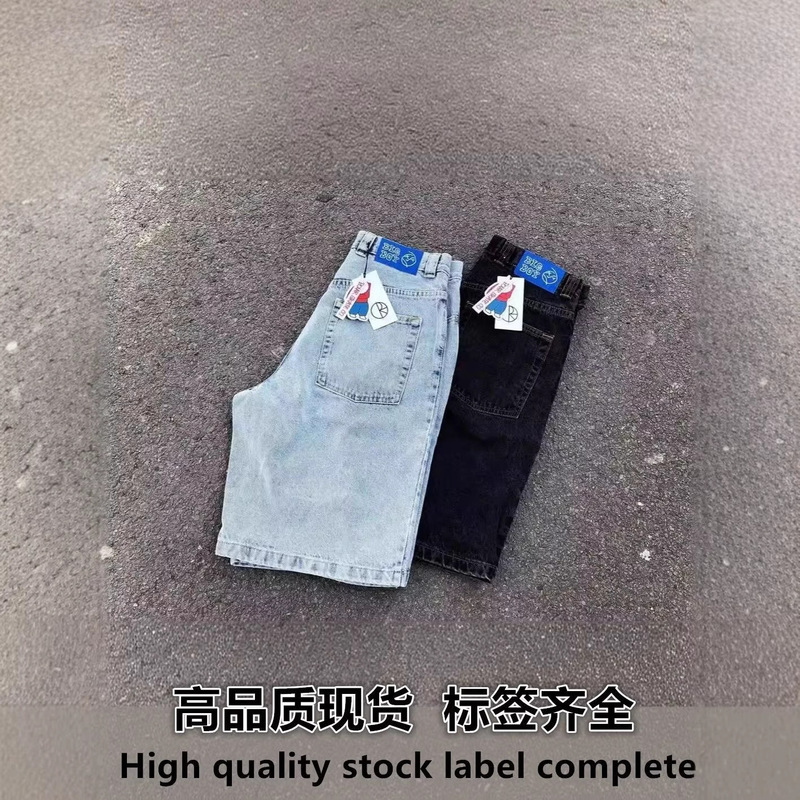 Polar big boy jeansY2K polar big boy shorts embroidered skateboard street sport jeans tide