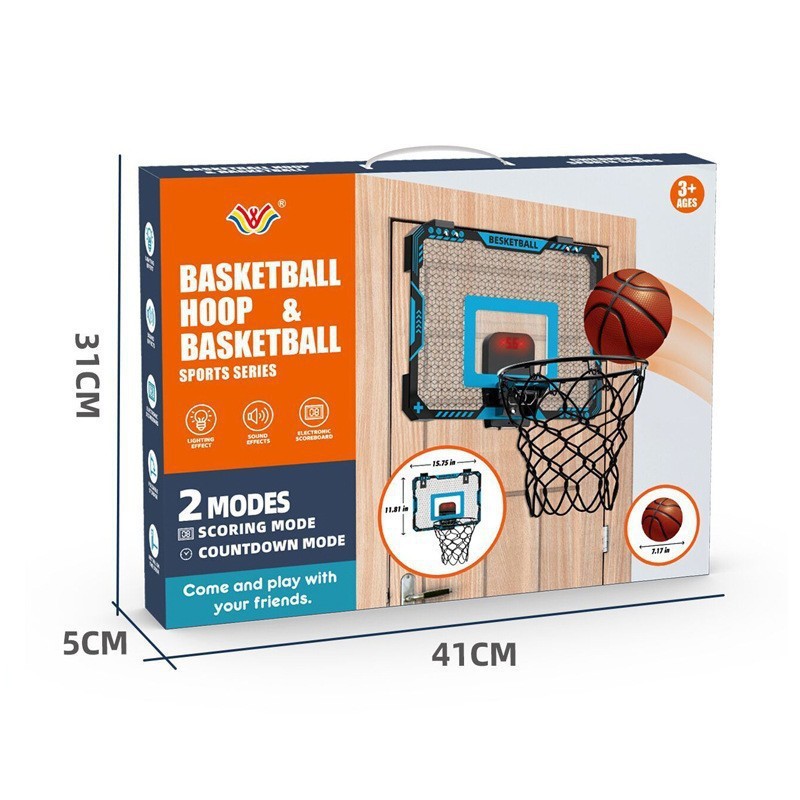 Cross-border Children's Scoring Basketball Frame with Light Voice Punch-free Basketball Board Wall-mounted Indoor and Outdoor Toys