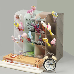 斜插式筆筒創意塑料收納盒多功能辦公書桌文具置物架多格化妝筆筒