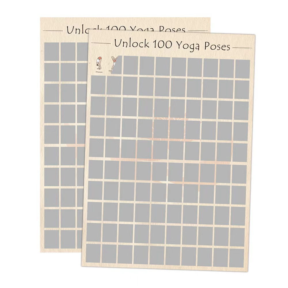 跨境热销现货瑜伽动作解锁游戏墙壁装饰海报挑战瑜伽姿势刮刮海报