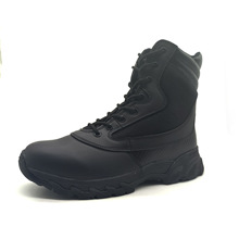 高筒男士作战靴系带款劳保鞋黑色高腰带钢头带钢板防砸防刺穿耐磨