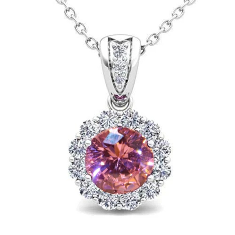 shein source new micro-inlaid pink diamond zircon ladies necklace fashion Joker engagement banquet neck chain x6527