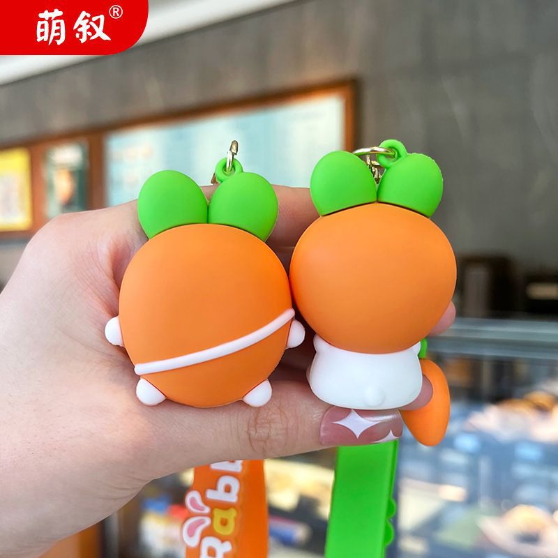 Cute llavero de dibujos animados verduras rábano conejo llavero de automóviles colgantes bolsas colgantes joyas pequeños regalos al por mayor