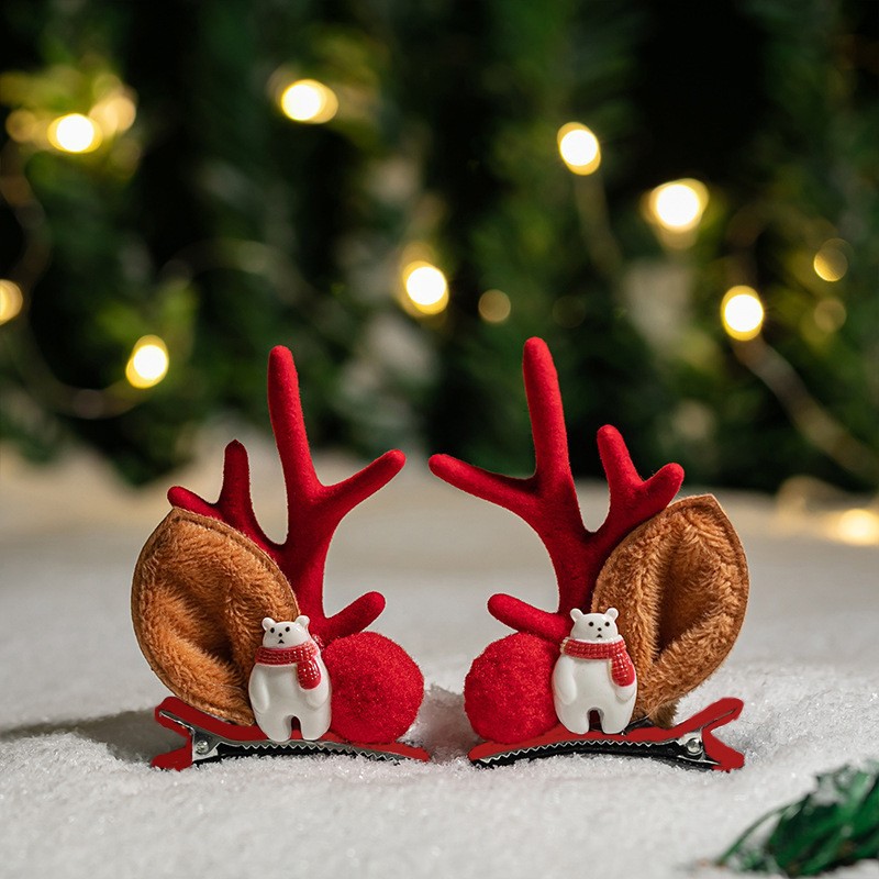 Adorable cabello de Navidad corno de ciervo cinco estrellas cabeza de banda de cabello de Navidad para niños corpos de cabello de decoración accesorios clipes de cabello