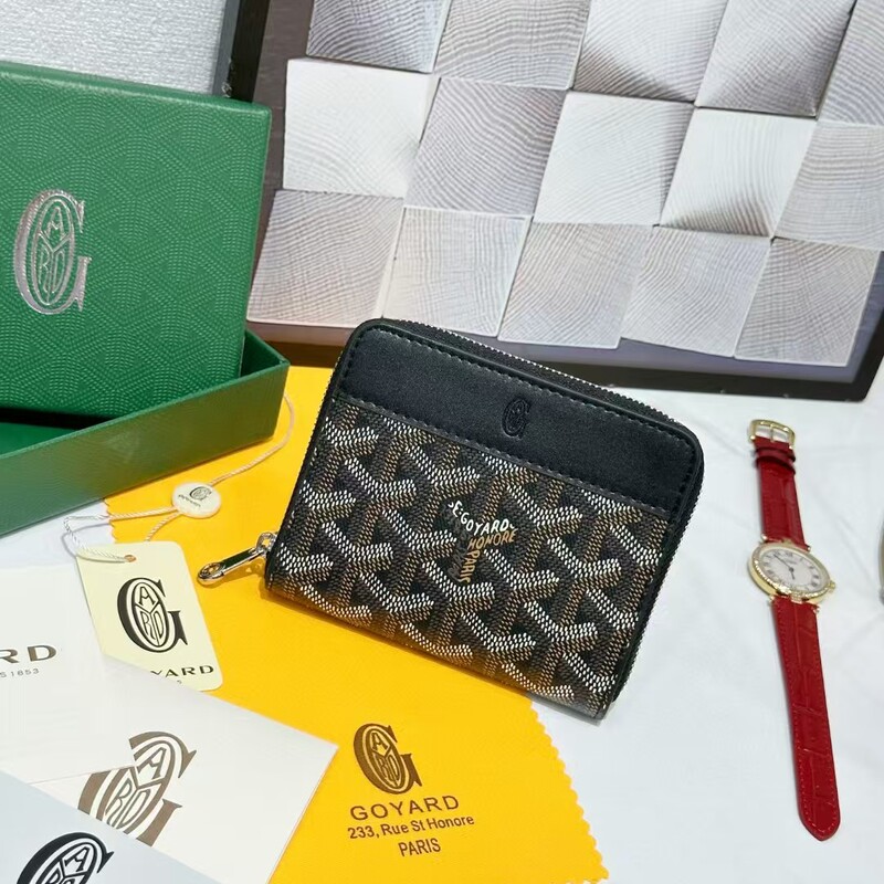 Goya Goyard Wallet Dog Tooth Wallet Zipper Short Wallet Multi-Card Slot Multi-Function Wallet Card Holder Wallet