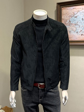 Guzai男士秋冬季加绒加厚麂皮绒皮衣青年韩版修身皮夹克男潮外套