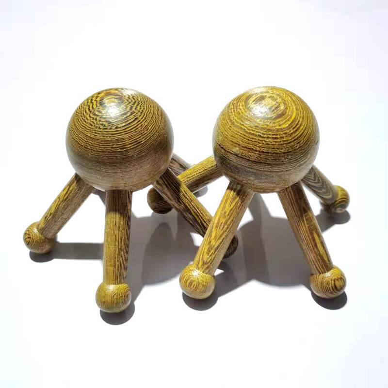 按摩器鸡翅木双球滚轮木质按摩器面部颈部肌肉拉伸全身按摩瘦脸器|undefined