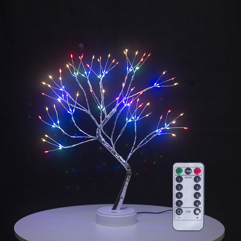 亚马逊led铜线灯满天星小树灯触摸开关遥控浪漫圣诞装饰小夜灯