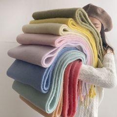 馬海毛純色マフラー女性は冬にマントを厚くして保温して首を囲んで男性と秋冬に欧米の卸売りをしている