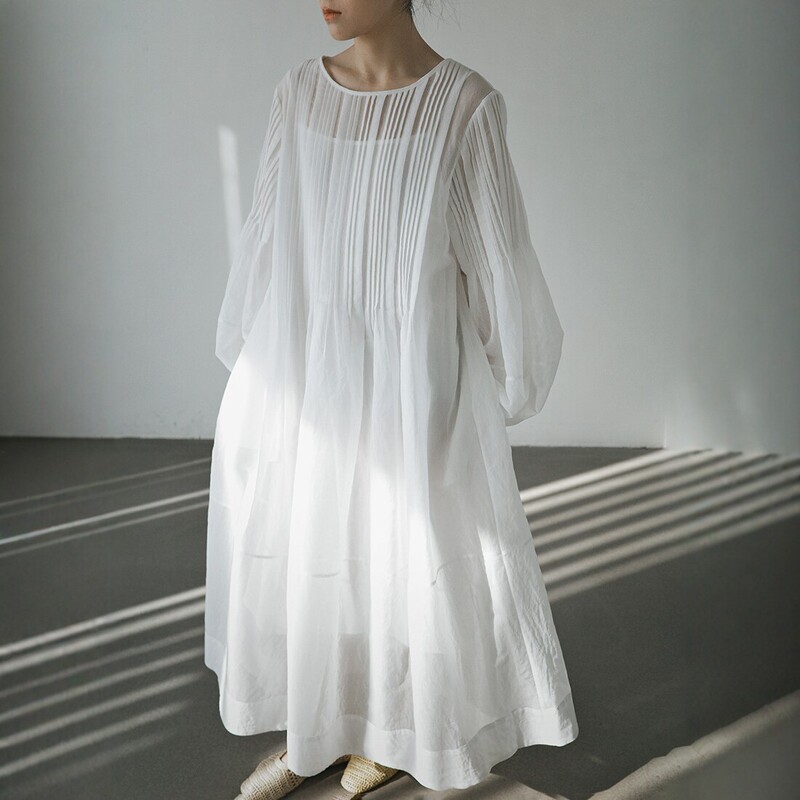 Kaneko Japanese-Style Spring and Summer Ins-Style Loose Retro Fashionable New Pleated Design Dress Flowing Long Skirt Kaneko Japanese-Style Spring and Summer Ins-Style Loose Retro Fashionable New Pleated Design Dress Flowing Long Skirt