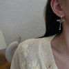 Retro fashionable earrings hip-hop style with tassels, Japanese and Korean, silver 925 sample
