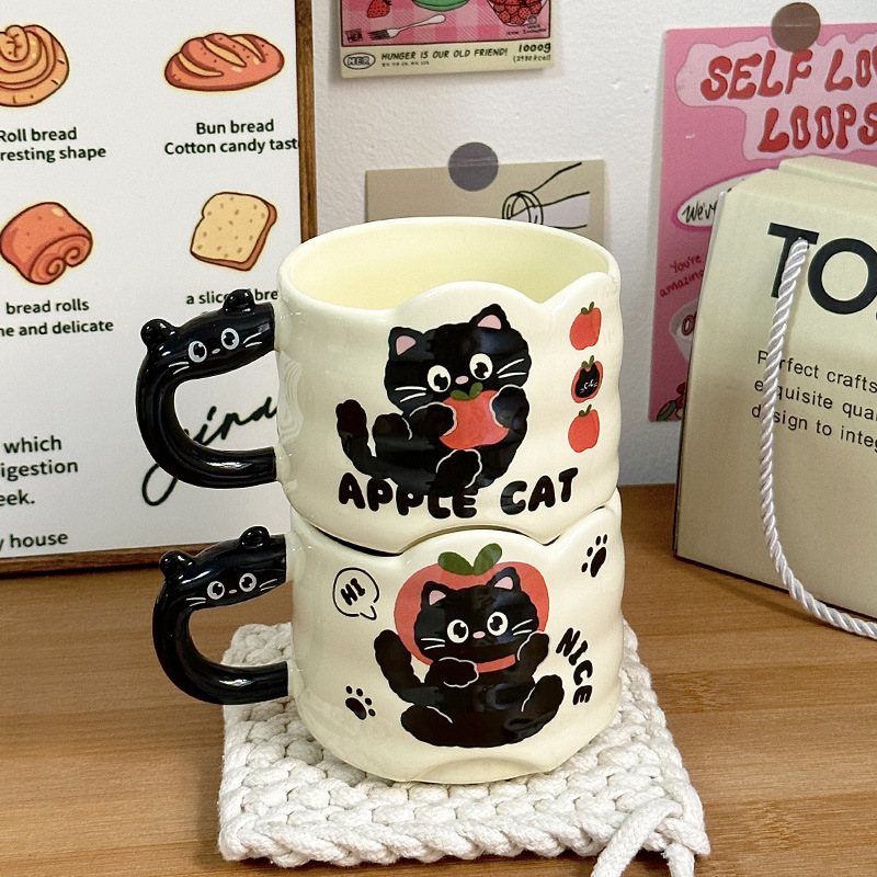 Taza de cerámica Taza de café de oficina Regalo de mano Taza de agua de alto valor Taza apilada para el hogar Regalo de cumpleaños para mujer