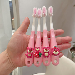 C-style Cute Strawberry Bear Kids' Toothbrush, Ultra-Fine Internet-Famous Design, 10,000 Bristles, Tooth-Gentle Pink, Soft-Bristle Cartoon Toothbrush for Home Use