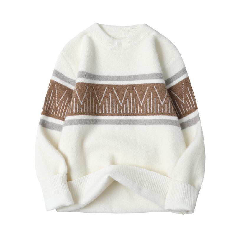 Weicher Pullover aus Nerzsamt für Herren, Herbst-Winter-Strickwaren mit verdicktem Rundhalsausschnitt für Teenager und Studenten, warmes Oberteil_voghion.com