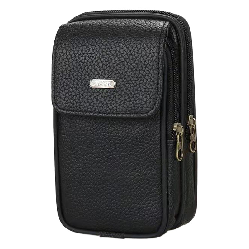 Outdoor wear belt waist bag men's mobile phone bag 6.5 inch leather zipper wallet business mobile phone bag waistband wholesale