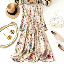 亚马逊跨境欧美秋冬新款长袖淡雅碎花修身显瘦法式复古优雅连衣裙