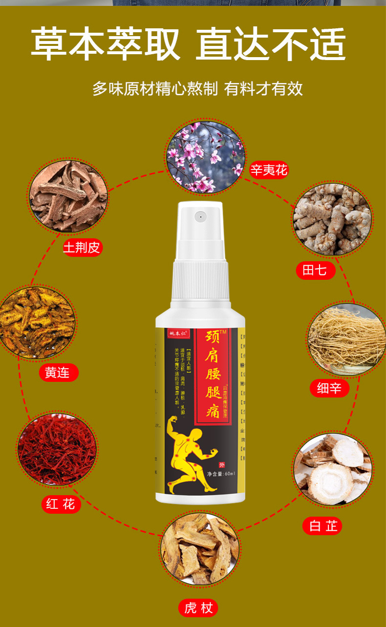 Neck Shoulder Waist Leg Spray 60ml Self Heating Herbal Massage Spray for Body Care quality and texture