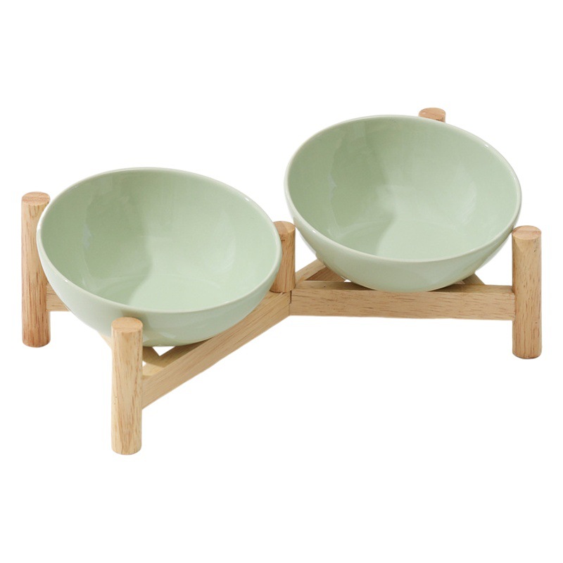 Bisel biselada tazón de cerámica suministros para mascotas gato y perro tazón de comida tazón para beber doble tazón antidetonantes protección del cuello del pie alto