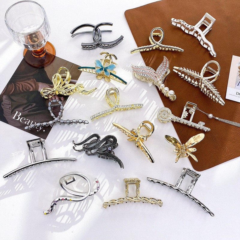 Alloy Grabber Clearance/High-End Metal Grabber Large Back Head Hair Shark Clip Simple Versatile Hairpin Alloy Grabber Clearance/High-End Metal Grabber Large Back Head Hair Shark Clip Simple Versatile Hairpin