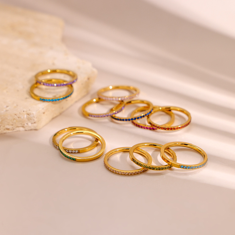 Wholesale Jewelry Modern Style Classic Style Geometric 304 Stainless Steel Zircon Rings display picture 3