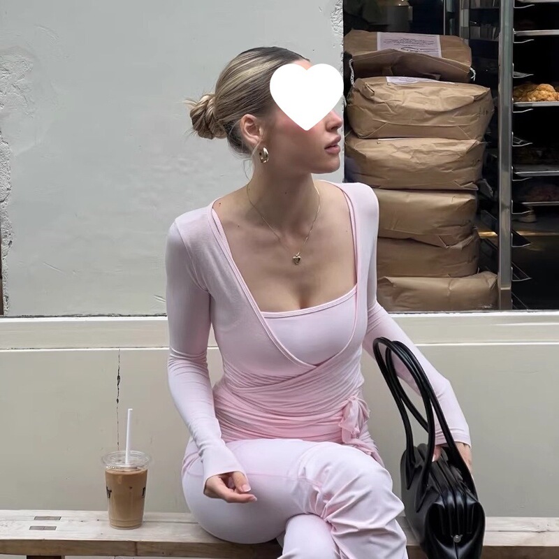 Casual Pure Desire Yoga Wear, Slim Fit, Strappy, Breathable Outerwear Sports Top for Women, Pilates Training Wear, Long Sleeves