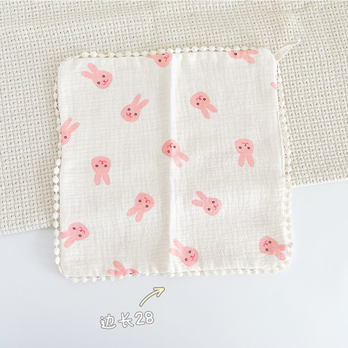 Korean style summer new baby saliva towel newborn square six-layer gauze bib wavy edge floral baby square towel