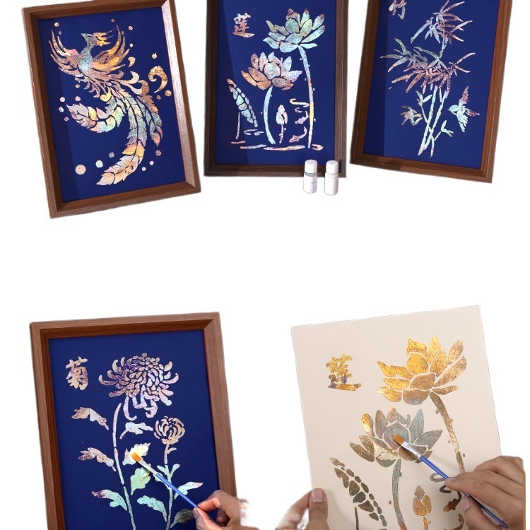 非遗金箔画手工材料包拓印烧箔画母亲节手工暖场团建活动装饰|undefined