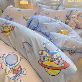 A类母婴级ins卡通100%全棉四件套家用床上用品学生宿舍纯棉三件套