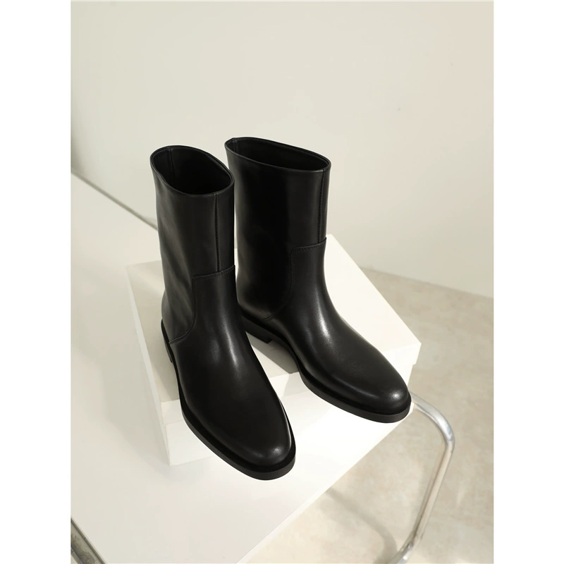 2025 новая модель оптом: минималистичные ботинки на плоской подошве из коровьей кожи с острым носком, осенне-зимние слипоны, короткие ботинки в стиле Мартинс