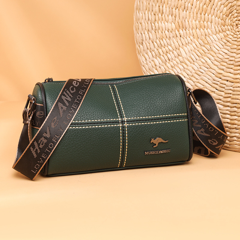 Transfronteriza PU de cuero suave con textura bolso de hombro costura de moda bolso de la madre de color sólido bolso de las mujeres de moda retro bolsa de mensajero ocasional