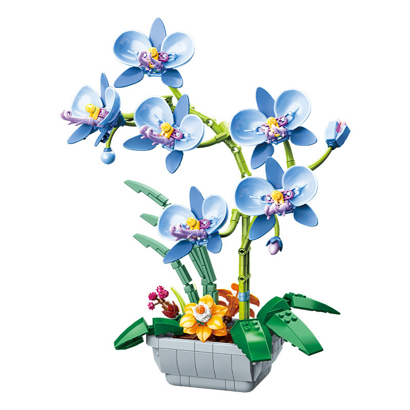 JAKI Jiaqi bloques de construcción suculenta olla montaje decoración interior simulación flor planta juguete lindo regalo la muchacha