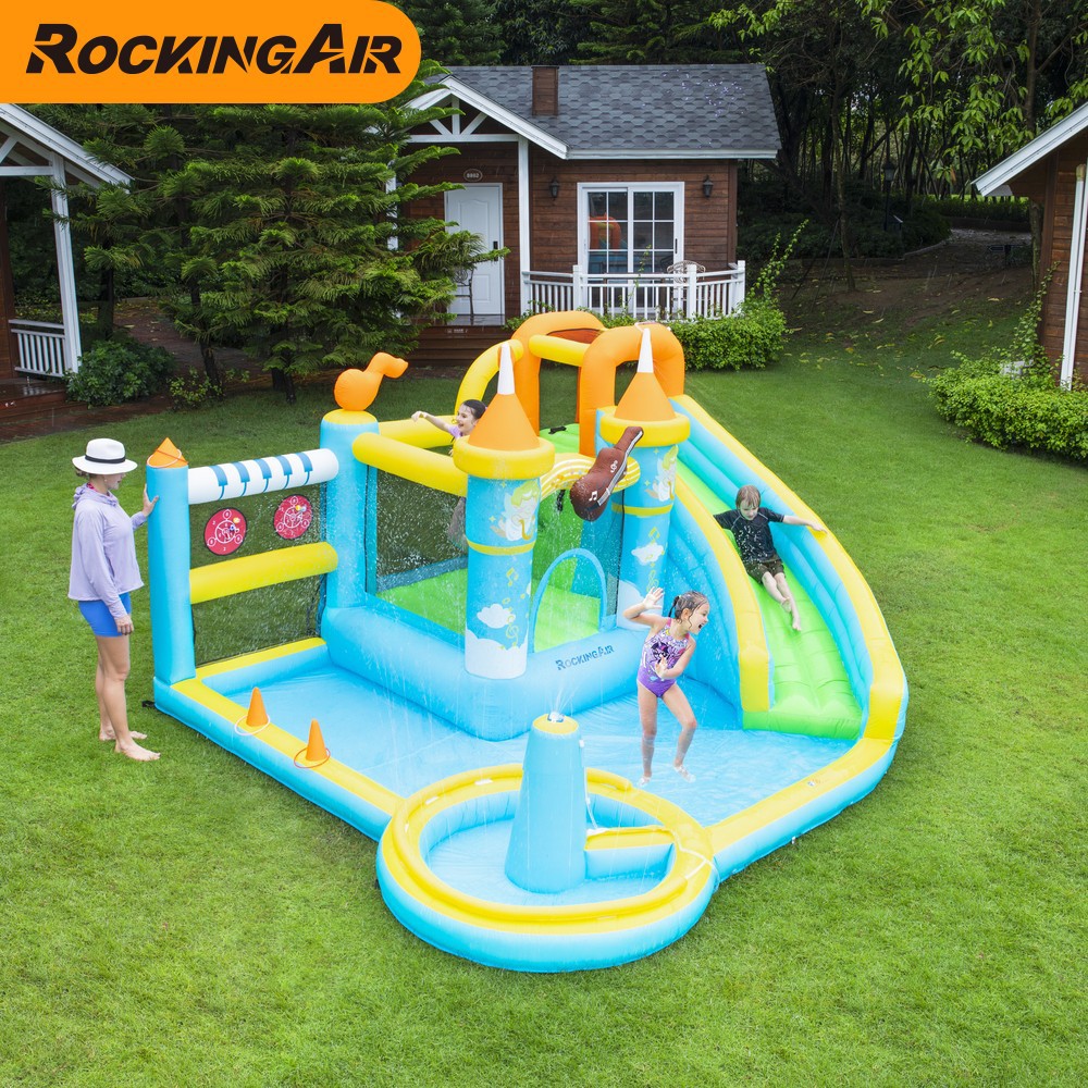 Castillo infláble para niños pequeño castillo de rociador de agua al aire libre casero infláble trampolín rebotante fiesta castillo infláble